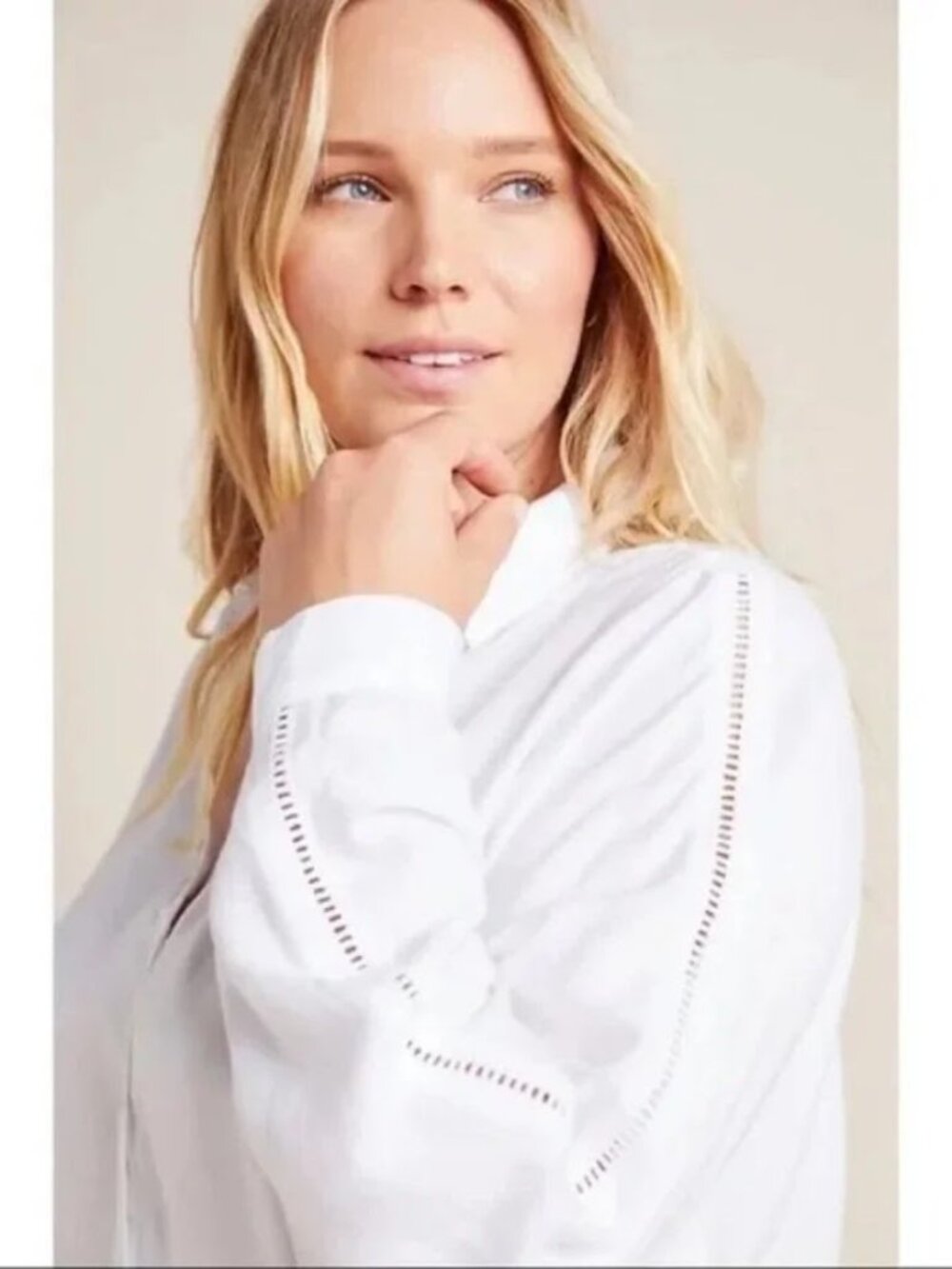 Cloth & Stone by Anthropologie Landry White Button Down Top Blouse  S - Picture 3 of 7